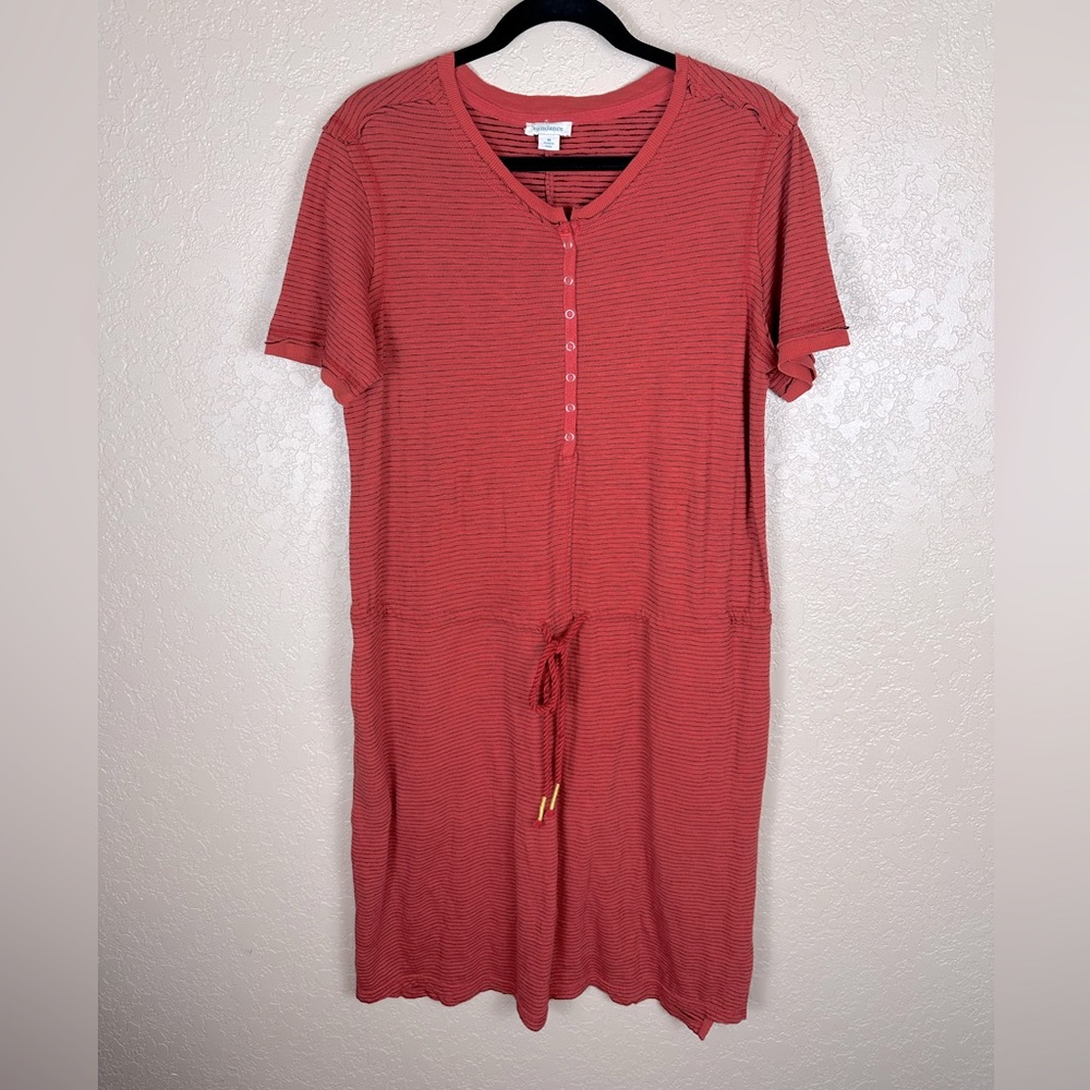 Sundance coral red striped tee shirt dress
